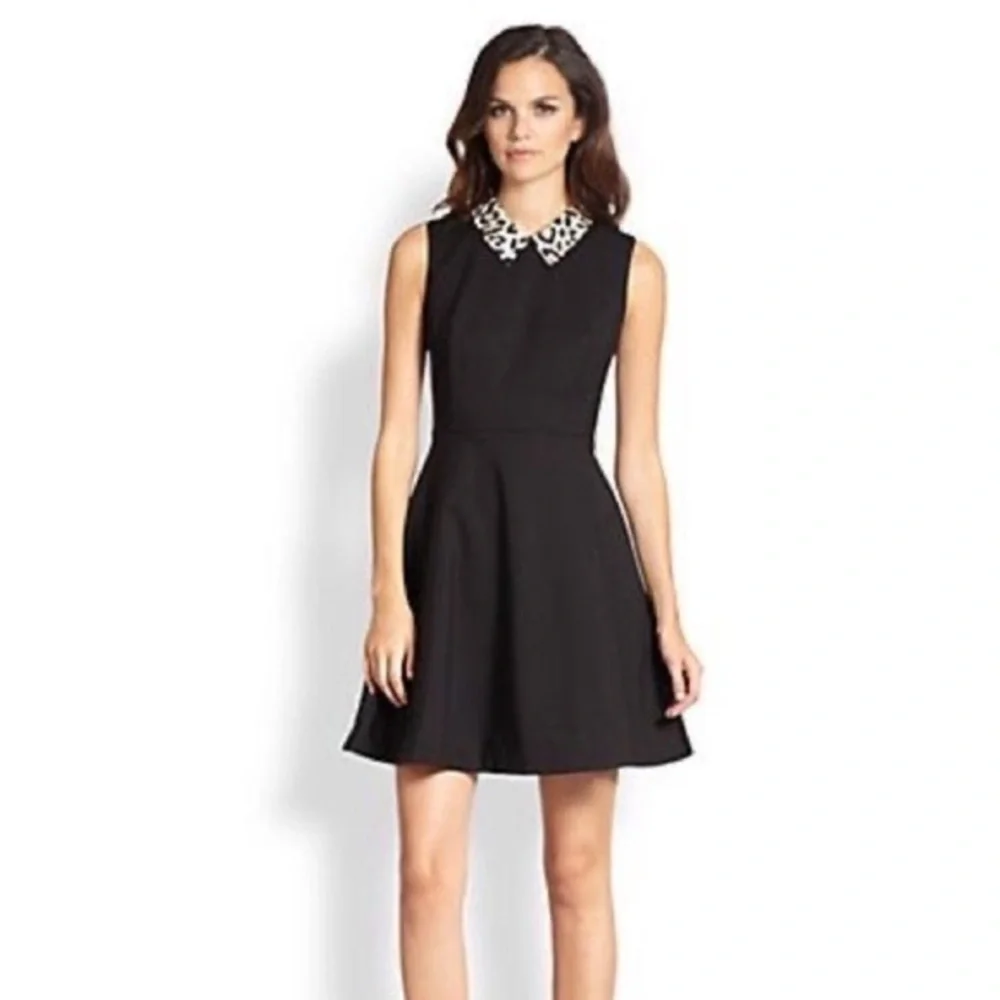 Kate Spade Black Dress with Animal Print Collar